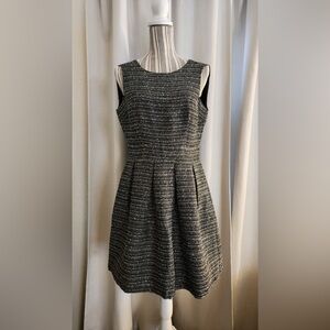 New tweed dress black white grey elegant dress boatneck